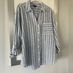 Blue and white striped 100% cotton summer/beach shirt in size 2x